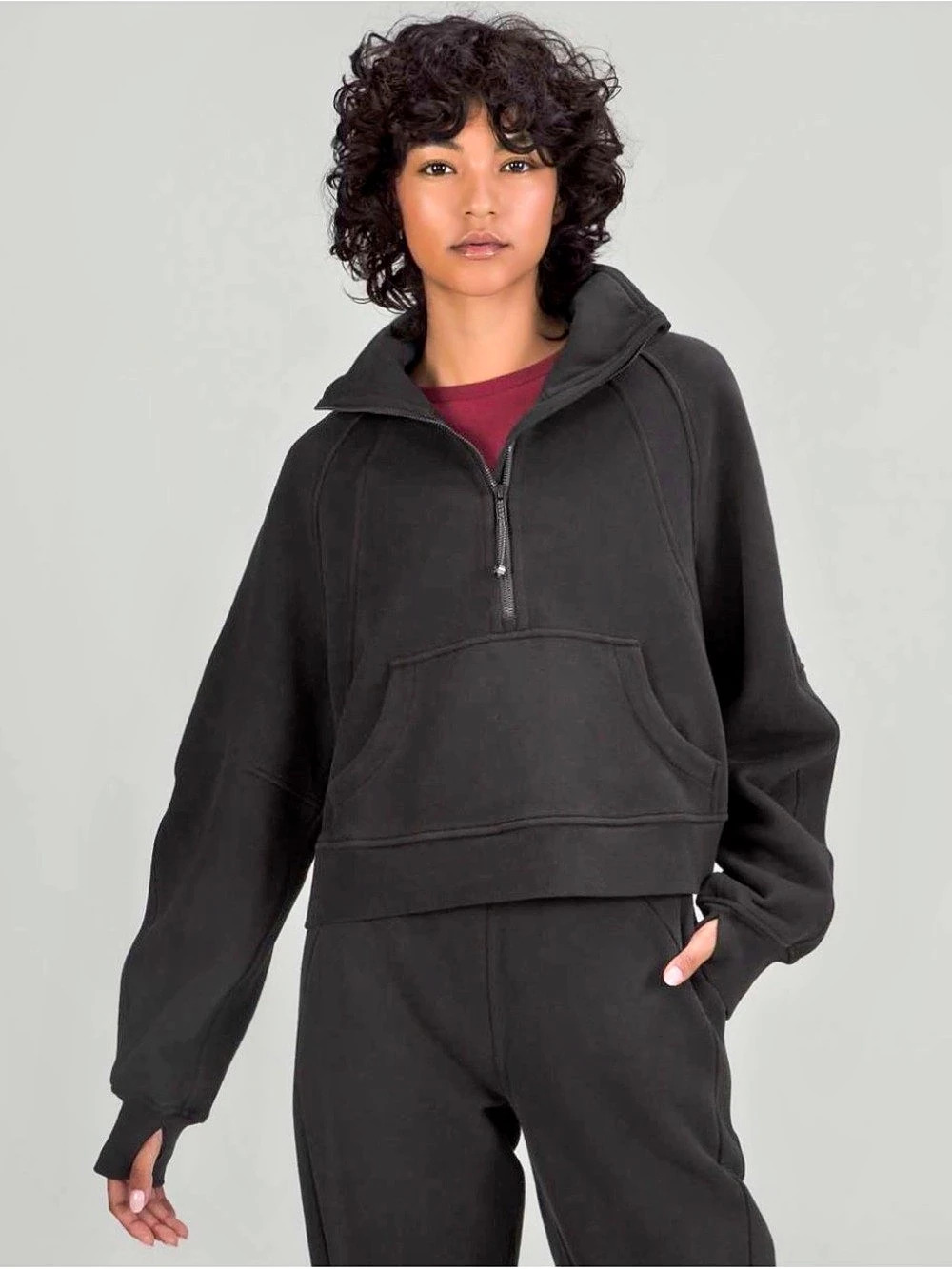Lululemon Scuba Oversized Funnel Neck Half Zip Black M/L W3FJ6S